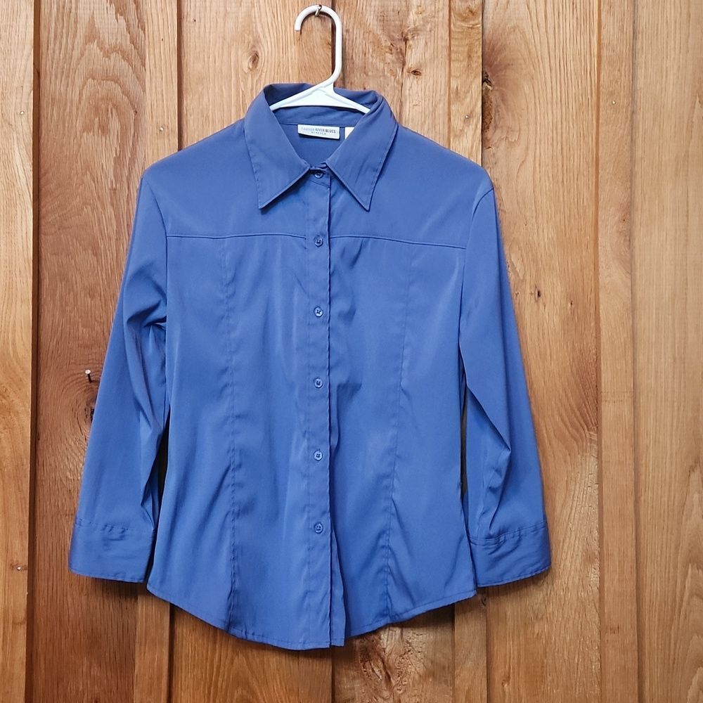 Canyon River Blues 3/4 Sleeve Casual Button Down Stretch Shirt, Medium, Blue